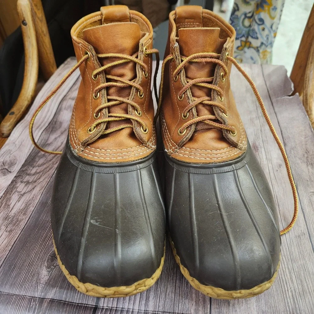 LL Bean Bean Boots 6 Inch Duck Boots Brown Tan Leather Waterproof M 11 Classic